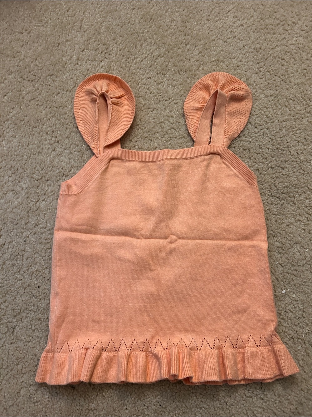 LOFT Peach Knit Ruffle Strap Tank